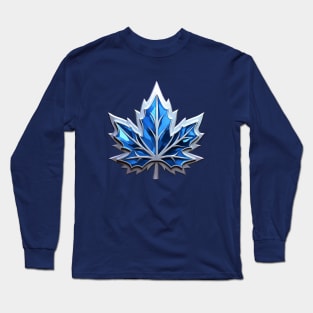 Blue Maple Leaf Badge Long Sleeve T-Shirt